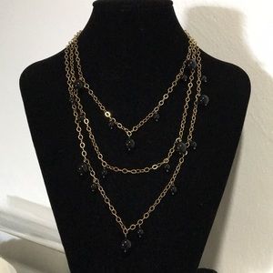 Gold Onyx Bead Necklace